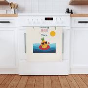 Resting BEACH Face - A cheeky coastal tea towel in organic cotton. Tropical, practical, and full of sass.