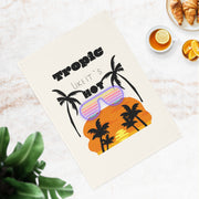Tropic Like Its Hot -  bold neon tropical sunset design on eco-friendly organic cotton tea towel for your sassy kitchen.