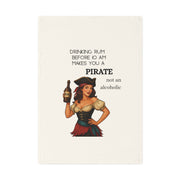 Drinking rum before 10am makes you a pirate, not an alcoholic. Organic cotton towel brings retro sass to your kitchen.
