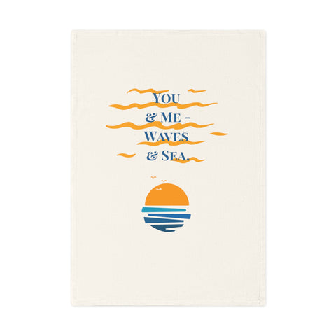 You and me, waves and sea. Bold beachy design on organic cotton towels. Perfect for ocean-loving couples.
