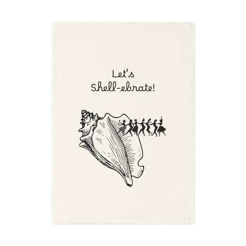 Lets Shell-ebrate! This retro beach party towel brings cheeky charm in organic cotton.