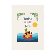 Resting BEACH Face - A cheeky coastal tea towel in organic cotton. Tropical, practical, and full of sass.