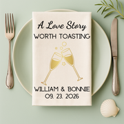 A Love Story Worth Toasting - organic cotton tea towel, eco-friendly, perfect for weddings and newlyweds.