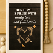 Our home is filled with sandy toes and full hearts. Organic cotton tea towel with coastal warmth and charm.