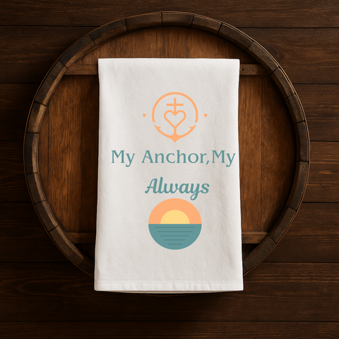My anchor, my always - a sweet organic cotton tea towel for couples who love deeply & live sustainably.