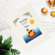 Resting BEACH Face - A cheeky coastal tea towel in organic cotton. Tropical, practical, and full of sass.