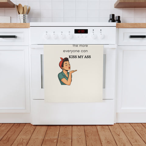 The older I get the more everyone can kiss my ass - organic cotton towel with retro pinup sass.