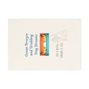 Ocean Breezes and Wedding Day Dreams - A personalized organic cotton tea towel for the perfect beachy wedding keepsake.