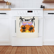 Tropic Like Its Hot -  bold neon tropical sunset design on eco-friendly organic cotton tea towel for your sassy kitchen.
