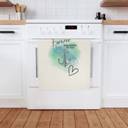 Forever anchored in you. Organic cotton tea towel with watercolor anchor and bold, romantic splash of color.