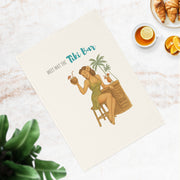 Meet Me at the Tiki Bar Retro Pinup Tea Towel - Tropical Kitchen Decor